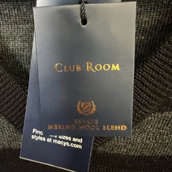 NWT Club Room Men's Black and Gray Striped V-Neck Sweater - L - Picture 4 of 5